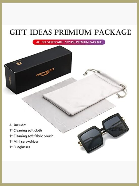 Oversized Square Sunglasses UV400 Protection Composite Frame